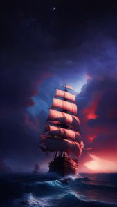 Old Ship in Ocean iPhone Wallpaper HD