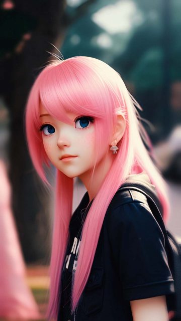 Pink Hairs Girl Ai iPhone Wallpaper HD