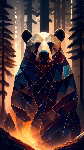 Polygon Bear iPhone Wallpaper HD