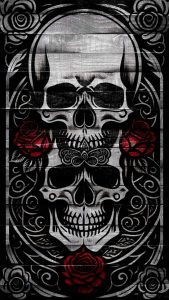 Skull Wooden Art iPhone Wallpaper HD