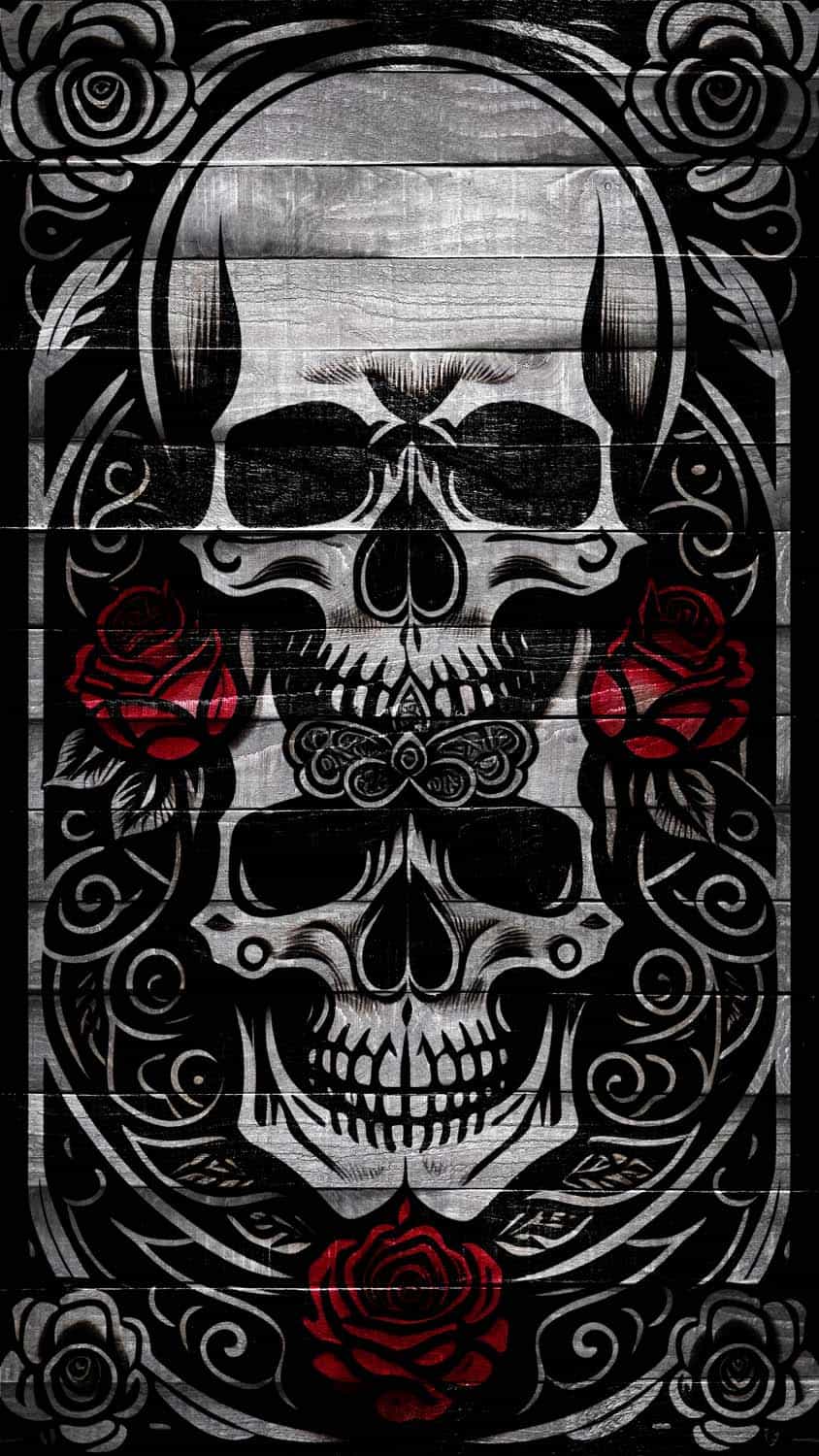 Skull Wooden Art iPhone Wallpaper HD