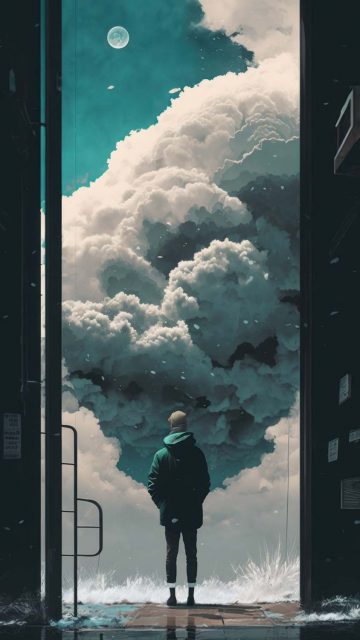Standing in Clouds iPhone Wallpaper HD