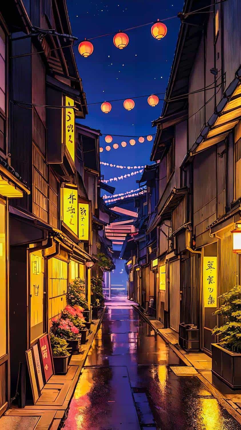 Streets of Old Japan iPhone Wallpaper HD