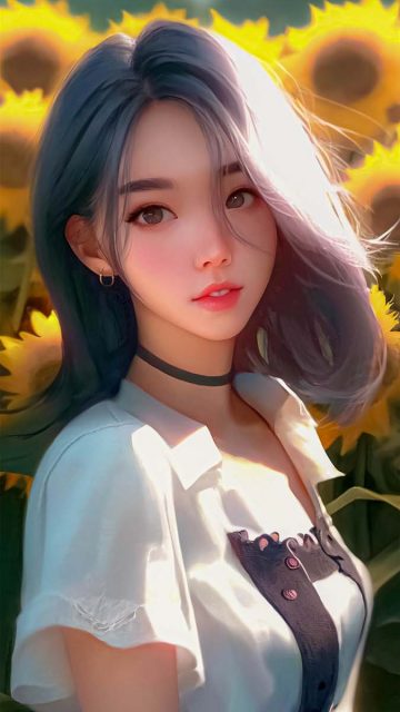 Sunflower Girl iPhone Wallpaper HD