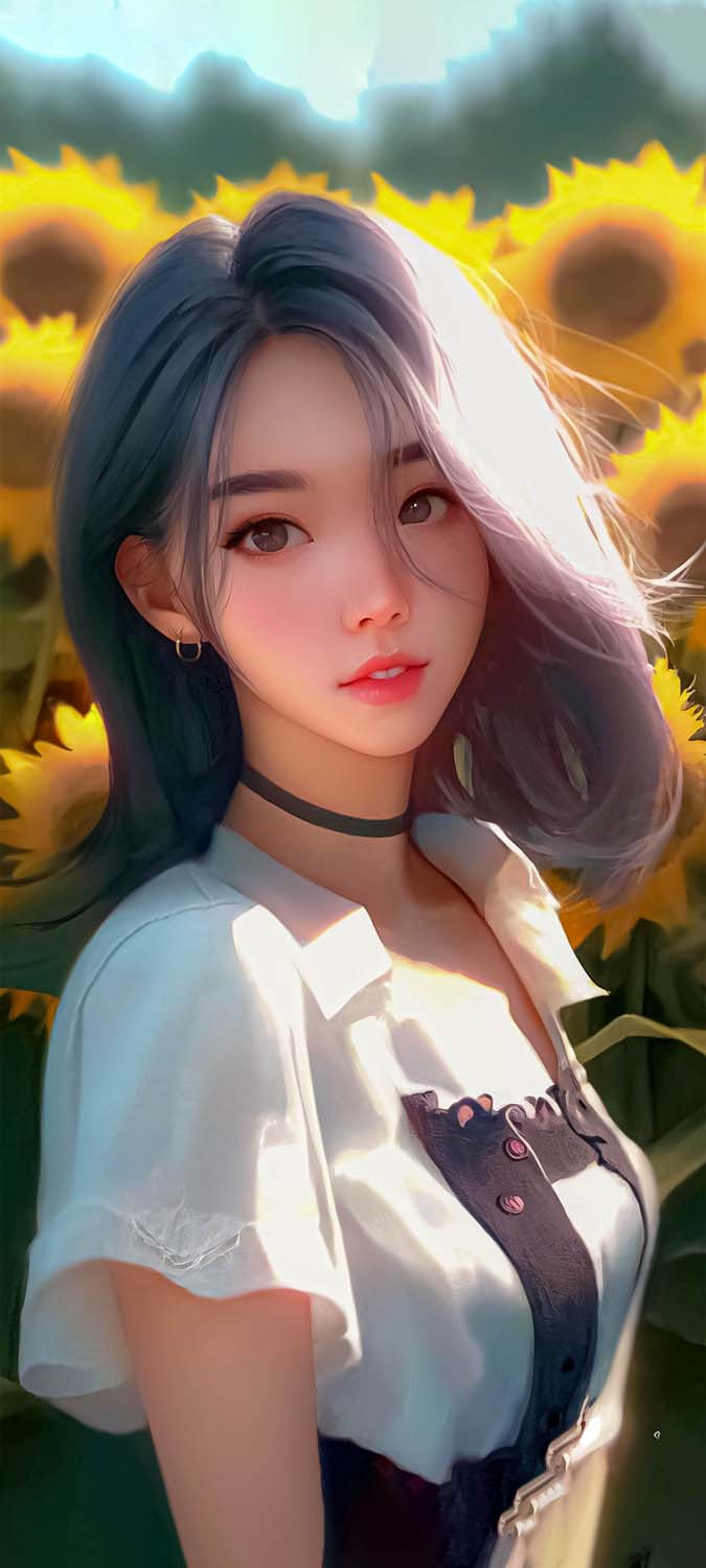 Sunflower Girl iPhone Wallpaper HD