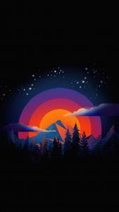 Sunrise Minimal Forest iPhone Wallpaper HD