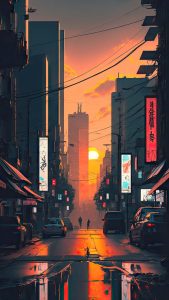 Sunset Citi View iPhone Wallpaper HD