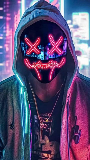 The Hoodie Neon Mask iPhone Wallpaper HD