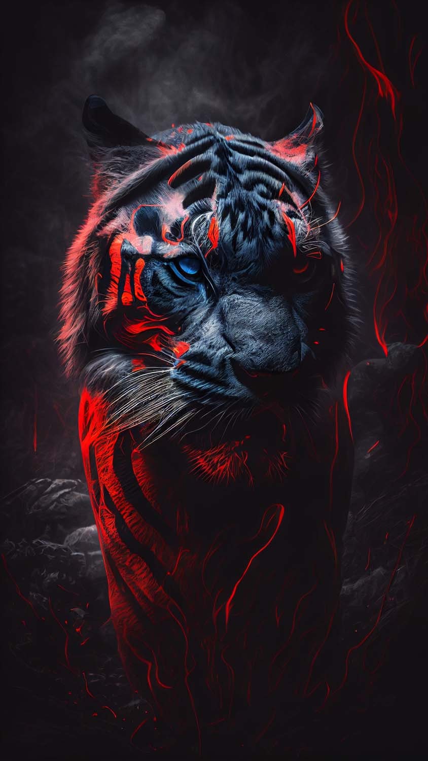 Tiger Red Art iPhone Wallpaper HD