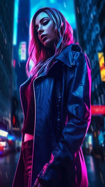 Urban Girl Cyberpunk Theme iPhone Wallpaper HD