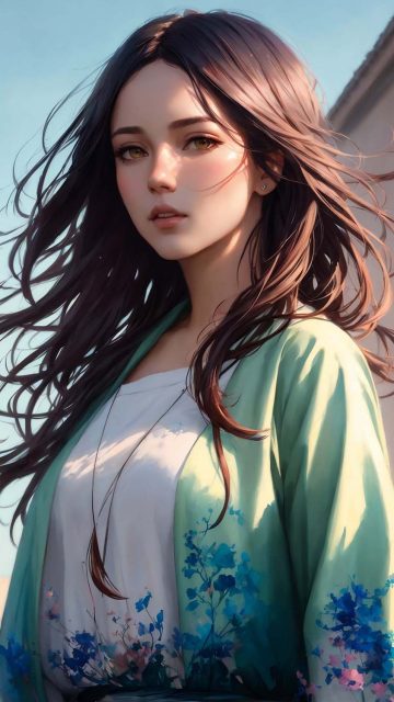 Women Brunette Open Hairs iPhone Wallpaper HD