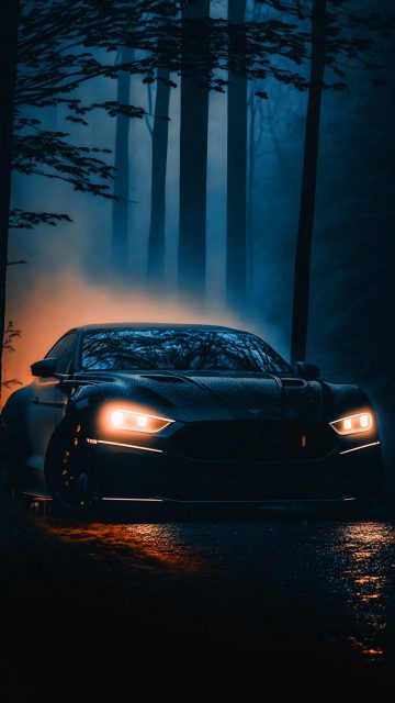 All Black Car at Night iPhone Wallpaper HD