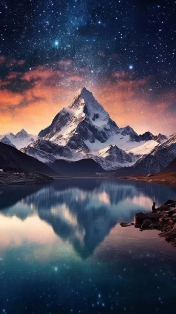 Alps Mountains Starry Sky iPhone Wallpaper HD