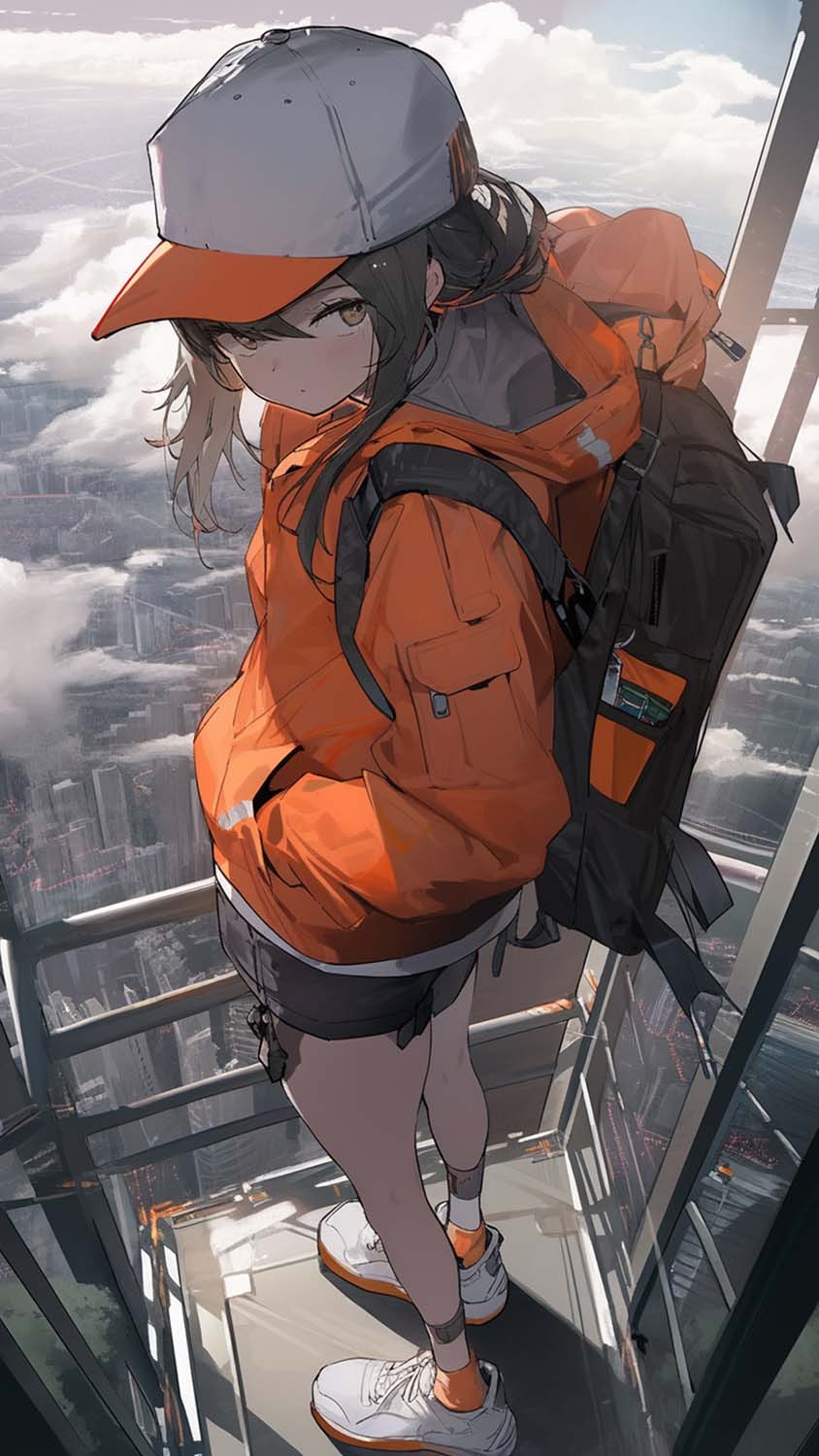 Anime Girl on Top City View iPhone Wallpaper HD  iPhone Wallpapers
