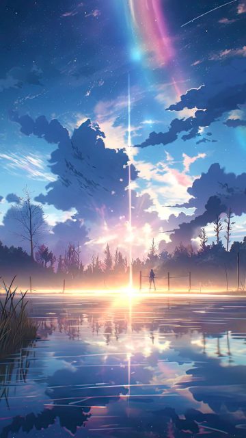 Anime Sky Reflection iPhone Wallpaper HD