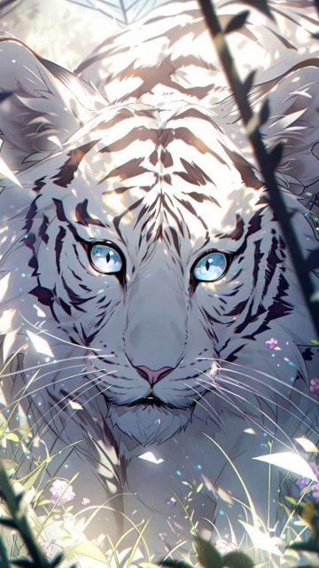 Anime White Tiger iPhone Wallpaper HD