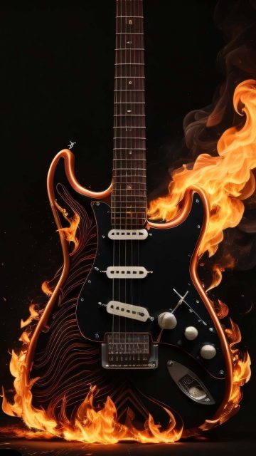 Burning Guitar iPhone Wallpaper HD