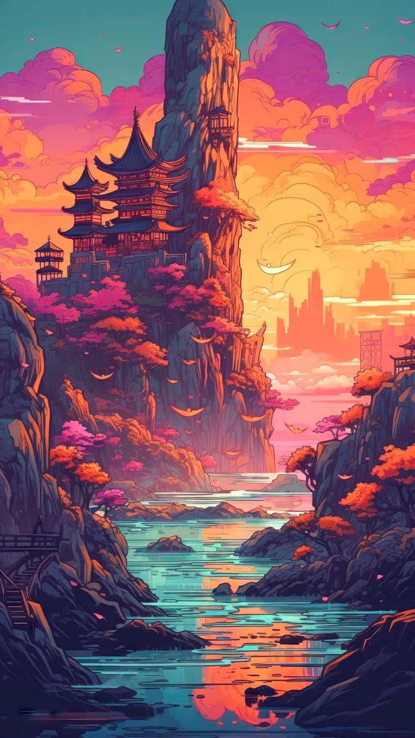 Castle on Rock Mountain iPhone Wallpaper HD