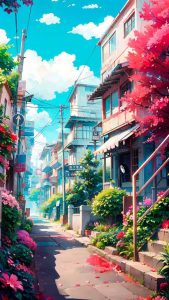 Cherry Blossom Tree Street iPhone Wallpaper HD