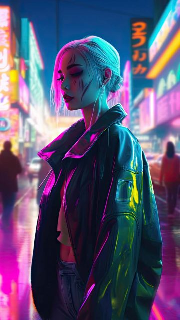 Cyber City Girl iPhone Wallpaper HD