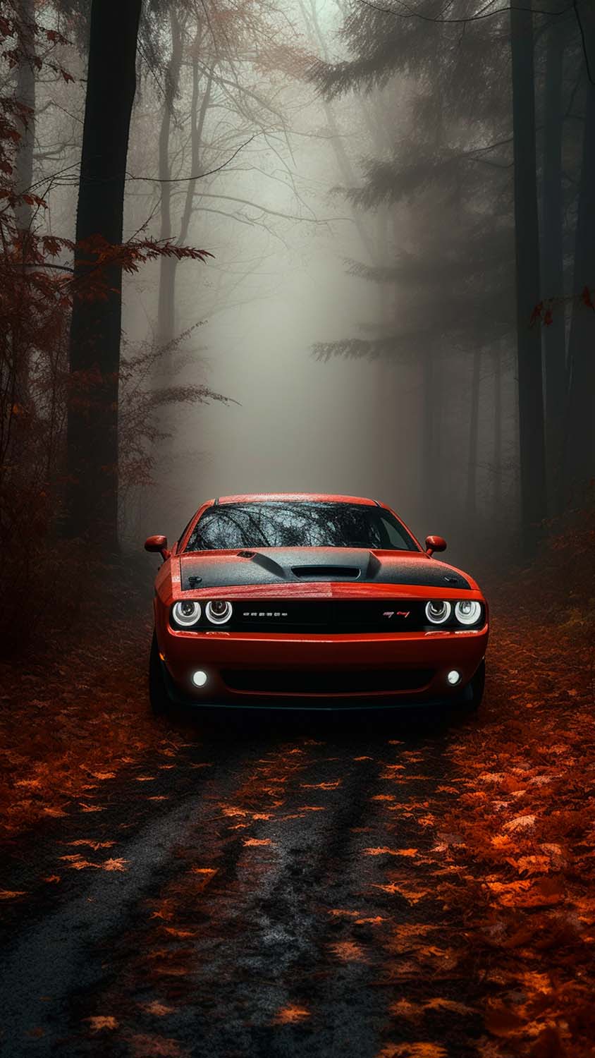 Red Dodge Challenger on track 4K wallpaper download