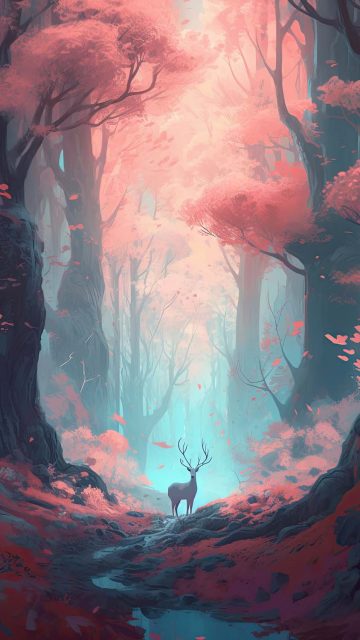 Forest Deer Art iPhone Wallpaper HD - iPhone Wallpapers