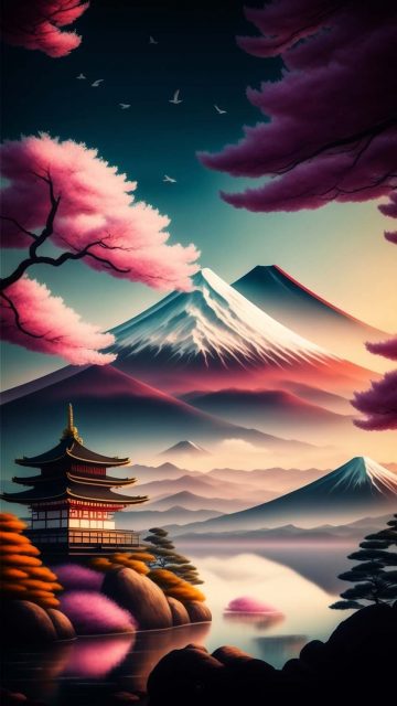 Fuji Temple Japan iPhone Wallpaper HD