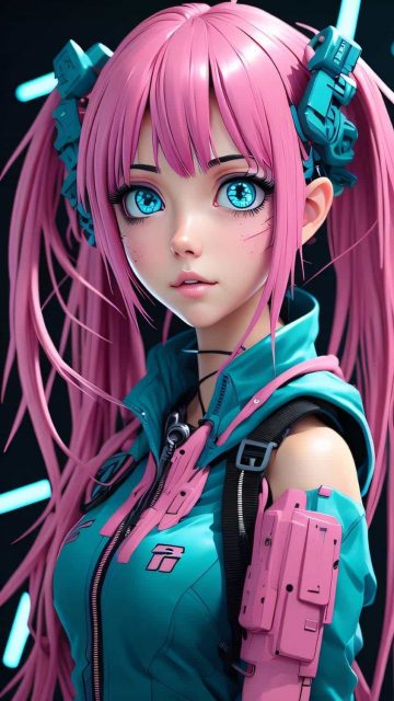 Gaming Girl Pink Hairs Anime iPhone Wallpaper HD