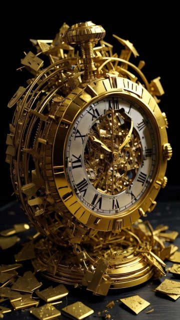 Golden Clock iPhone Wallpaper HD