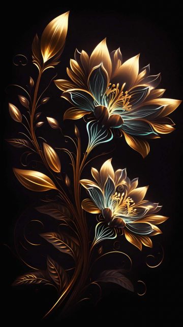 Golden Flowers iPhone Wallpaper HD