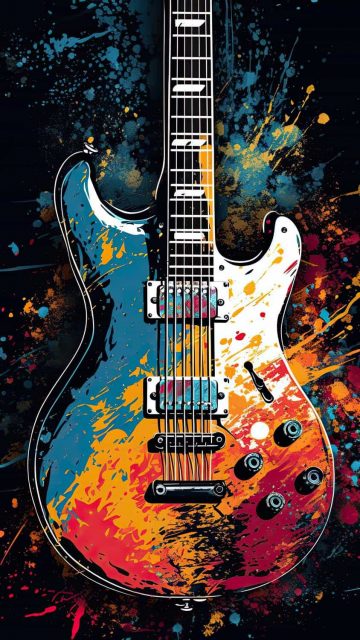 Graffiti Guitar iPhone Wallpaper HD