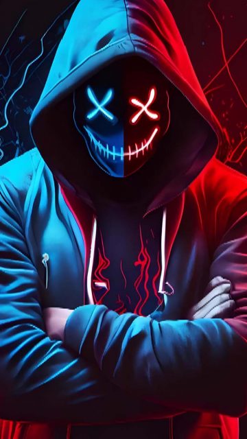 Hoodie Neon Mask iPhone Wallpaper HD