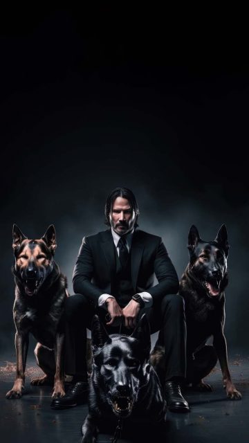 John wick with Dogs iPhone Wallpaper HD