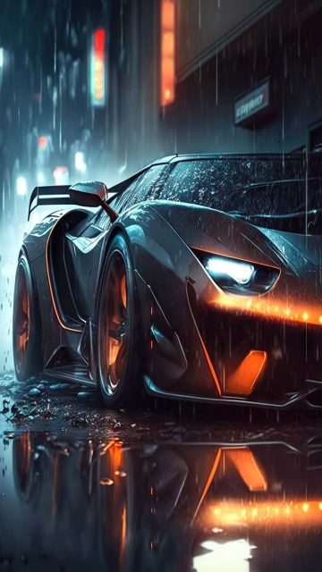 Lambo Rain iPhone Wallpaper HD