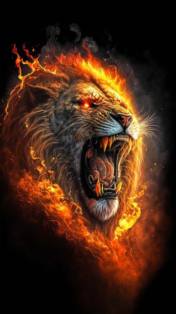 Lion on Fire iPhone Wallpaper HD