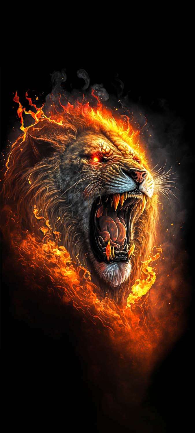 Lion on Fire iPhone Wallpaper HD