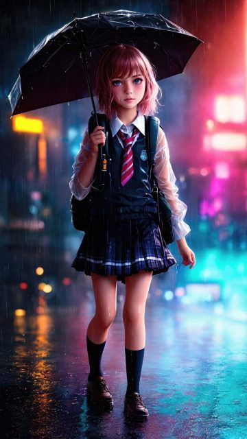 Little Girl with Umbrella iPhone Wallpaper HD