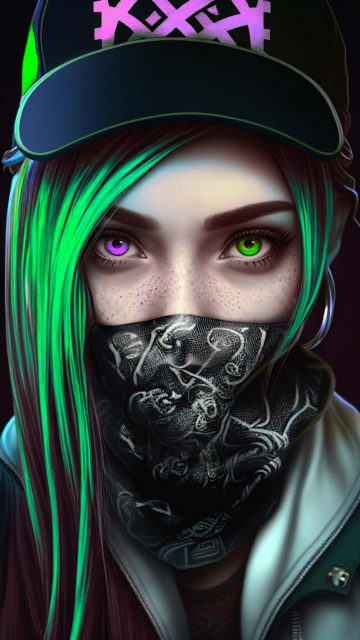 Masked Urban Girl iPhone Wallpaper HD