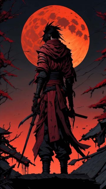 Moon Samurai iPhone Wallpaper HD