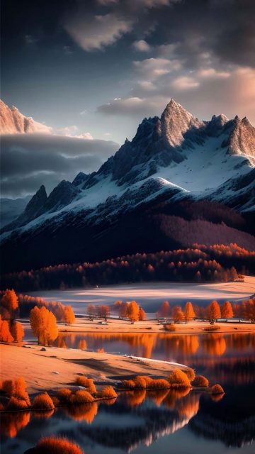 Mountain Autumn Lake iPhone Wallpaper HD