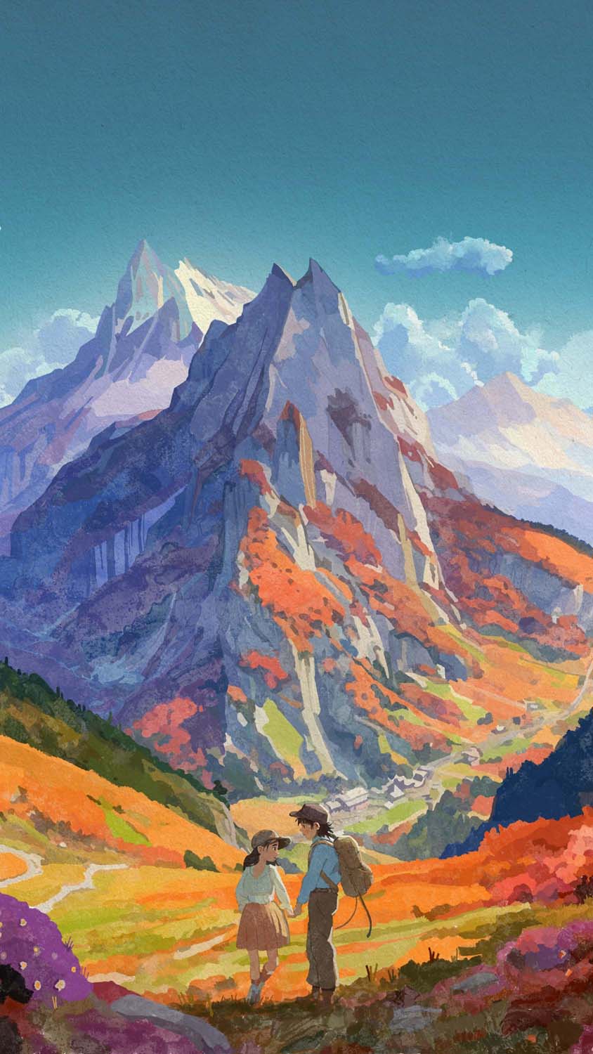 Mountain Explorer Couple iPhone Wallpaper HD