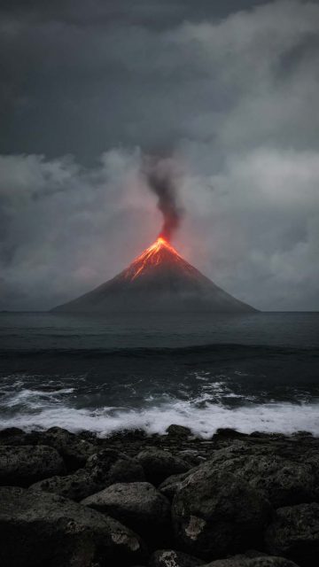 Ocean Volcano iPhone Wallpaper HD