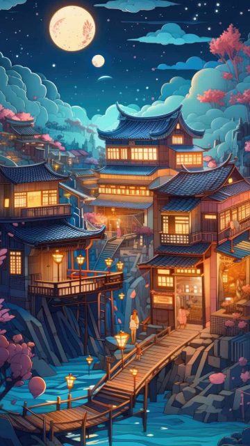 Old Japan City iPhone Wallpaper HD