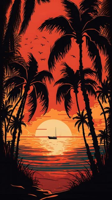 Palm Beach Sunset iPhone Wallpaper HD