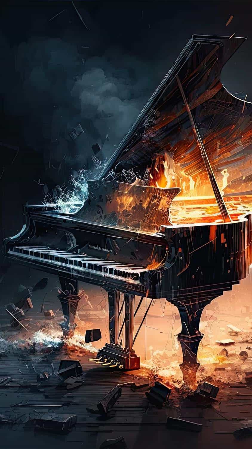 Piano Burn iPhone Wallpaper HD