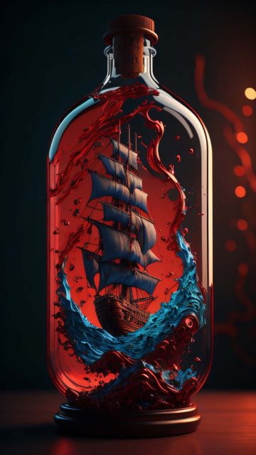 Ship in Glass iPhone Wallpaper HD