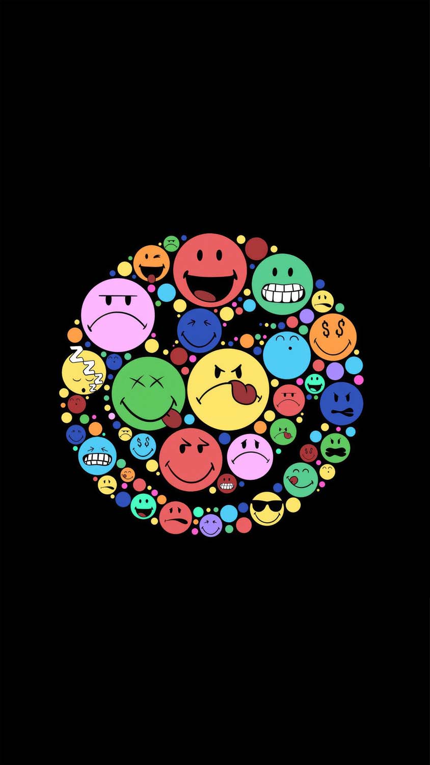 Smile Circle Minimal Emojis Oled iPhone Wallpaper HD