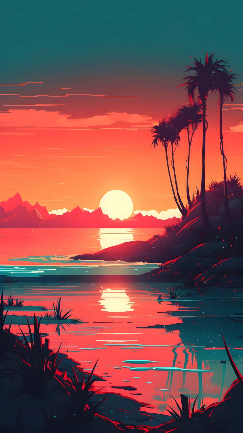 Sunset Beach Palm Trees iPhone Wallpaper HD