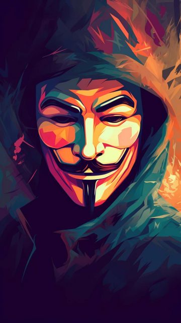Anonymous Mask Art iPhone Wallpaper 4K
