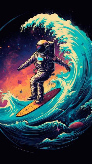 Astro Surfing iPhone Wallpaper 4K